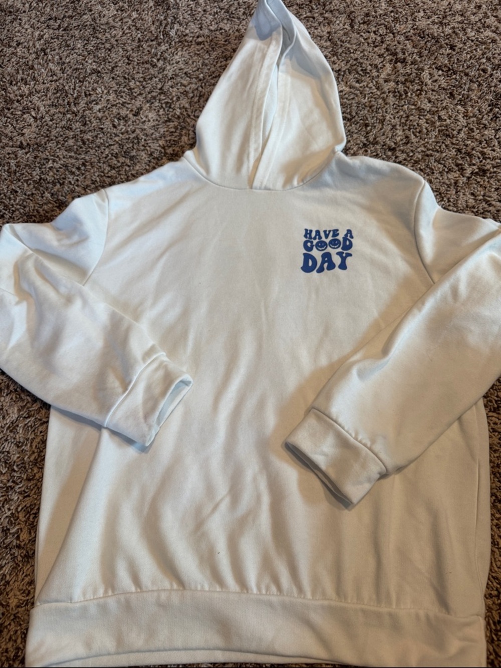 SHEIN White Kids Hoodie "Have a Good Day" Blue Graphic